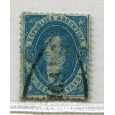 ARGENTINA 1864 GJ 24g RIVADAVIA VARIEDAD PAPEL MUY DELGADO MATASELLO CERTIFICADO EN OJIVA U$ 120 + 100%