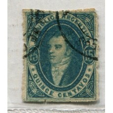 ARGENTINA 1864 GJ 24A RIVADAVIA COLOR AZUL PIZARRA HERMOSO EJEMPLAR U$ 90 MATASELLO ADMINISTRACION DE CORREOS