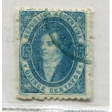 ARGENTINA 1864 GJ 24d RIVADAVIA U$ 180 VARIEDAD PAPEL MUY DELGADO + RAYADO EN AMBOS SENTIDOS TIPO ARPILLERA MUY LINDA IMPRESIÓN Y COLOR