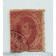 ARGENTINA 1865 GJ 25i RIVADAVIA 4° TIRADA VARIEDAD PAPEL RAYADO CON DOBLE IMPRESIÓN SE APRECIA A LO LARGO DEL COSTADO DERECHO, ADEMAS ES 25e PLANCHA RAYADA MUY RARO 240+