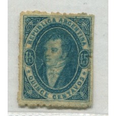 ARGENTINA 1864 GJ 24g RIVADAVIA VARIEDAD PAPEL MUY DELGADO CON GOMA ORIGINAL IMPRESIÓN SEMINITIDA RARISIMO ADEMAS ES LA POSICION 73 MUY RARO U$ 360