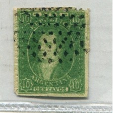 ARGENTINA 1864 GJ 23 RIVADAVIA PE 12I ESTAMPILLA CON MATASELLO PUNTOS DE SANTA FE