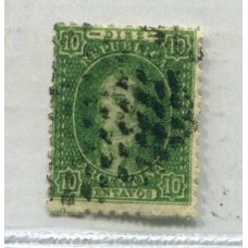 ARGENTINA 1864 GJ 23f RIVADAVIA PE 12I ESTAMPILLA SEMINITIDA CON VARIEDAD PAPEL RAYADO U$ 110