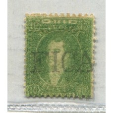 ARGENTINA 1864 GJ 23 RIVADAVIA ESTAMPILLA DE 10 Cts IMPRESIÓN BORROSA MATASELLO CERTICADA MENDOZA + 100 %