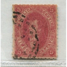 ARGENTINA 1865 GJ 25f RIVADAVIA 4° TIRADA ESTAMPILLA CON VARIEDAD PAPEL MUY DELGADO, EJEMPLAR DE LUJO