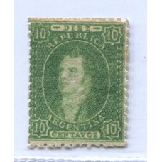 ARGENTINA 1864 GJ 23 RIVADAVIA 10 Cts ESTAMPILLA NUEVA CON GOMA U$ 240