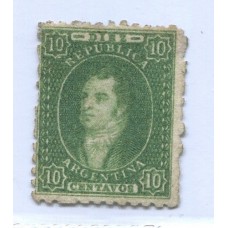 ARGENTINA 1864 GJ 23 RIVADAVIA 10 Cts ESTAMPILLA NUEVA, MUY LINDO EJEMPLAR U$ 120