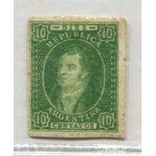 ARGENTINA 1864 GJ 23 RIVADAVIA 10 Cts ESTAMPILLA NUEVA CON IMPRESIÓN SEMINITIDA DE LUJO U$ 120