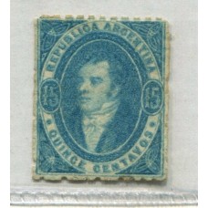 ARGENTINA 1864 GJ 24 RIVADAVIA DE 15 Cts. NUEVO CON GOMA U$ 270