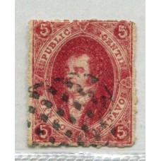 ARGENTINA 1866 GJ 26 RIVADAVIA 5ta TIRADA HERMOSA IMPRESIÓN U$ 30