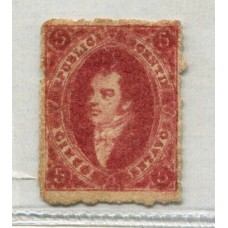 ARGENTINA 1866 GJ 26 RIVADAVIA 5ta TIRADA ESTAMPILLA NUEVA CON FILIGRANA DESPLAZADA BIEN ARRIBA, RARA U$ 120