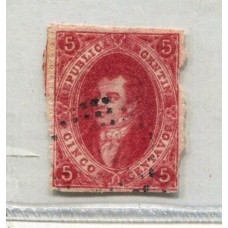 ARGENTINA 1866 GJ 26e y f RIVADAVIA 5ta TIRADA ESTAMPILLA CON PAPEL MUY DELGADO Y RAYADO, RARO