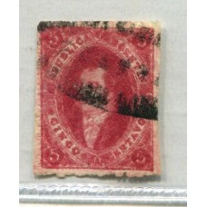 ARGENTINA 1866 GJ 26b RIVADAVIA 5ta TIRADA VARIEDAD CON DOBLE IMPRESIÓN PARCIAL, DE LUJO y RARA U$ 120