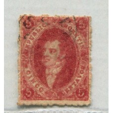 ARGENTINA 1866 GJ 26 RIVADAVIA 5ta TIRADA CON IMPRESIÓN MOVIDA U$ 30