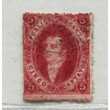 ARGENTINA 1866 GJ 26d RIVADAVIA 5ta TIRADA VARIEDAD PAPEL MUY DELGADO U$ 42