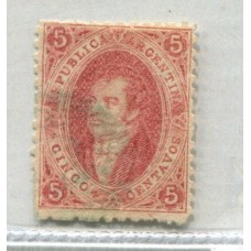 ARGENTINA 1864 GJ 19b + 19e RIVADAVIA 1ra TIRADA VARIEDAD DOBLE IMPRESIÓN PARCIAL MAS PAPEL DELGADO, MUY RARO