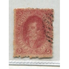 ARGENTINA 1865 GJ 25 RIVADAVIA 4ta TIRADA PE 11 II CON MUY LINDO MATASELLO