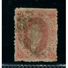 ARGENTINA 1867 GJ 28 RIVADAVIA 6ta TIRADA COLOR ROJO ROSA U$ 60 RARO