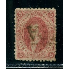 ARGENTINA 1867 GJ 28 RIVADAVIA 6ta TIRADA PE 11 III ESTAMPILLA CON MATASELLO FRANCA U$ 60