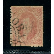 ARGENTINA 1865 GJ 20i RIVADAVIA ESTAMPILLA DE 3ra TIRADA CON VARIEDAD PAPEL RAYADO U$ 85