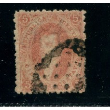 ARGENTINA 1865 GJ 20i RIVADAVIA ESTAMPILLA DE 3ra TIRADA CON VARIEDAD PAPEL RAYADO EN AMBOS SENTIDOS TIPO ARPILLERA, MUY RARO U$ 85+