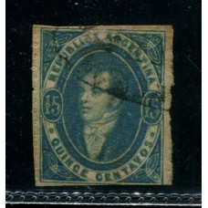 ARGENTINA 1864 GJ 24A RIVADAVIA ESTAMPILLA VARIEDAD COLOR AZUL VERDOSO U$ 90