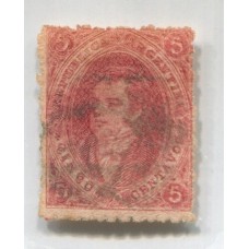 ARGENTINA 1865 GJ 25B RIVADAVIA 4° TIRADA IMPRESIÓN NITIDA COLOR ROSA CON DOBLE IMPRESIÓN TOTAL NO CATALOGADA