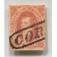 ARGENTINA 1867 GJ 28 RIVADAVIA 6ta TIRADA PE 11 III ESTAMPILLA CON MATASELLO CORDOBA U$ 60