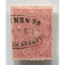 ARGENTINA 1865 GJ 25Ba RIVADAVIA 4ta TIRADA ESTAMPILLA VARIEDAD ROSA LILA IMPRESIÓN NITIDA MULATO, DICE KNEITSCHEL EN SU CATALOGO DE 1974 SON SUMAMENTE RAROS Y CON MATASELLO DE MENDOZA NO LO REGISTRO U$ 100+