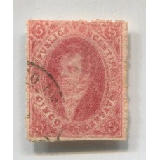 ARGENTINA 1865 GJ 25h RIVADAVIA 4° TIRADA VARIEDAD PAPEL RAYADO U$ 72