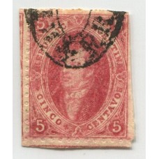 ARGENTINA 1865 GJ 25h RIVADAVIA 4° TIRADA VARIEDAD PAPEL RAYADO MATASELLO RIOJA FRANCA U$ 72 + 300%