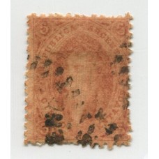 ARGENTINA 1865 GJ 20d RIVADAVIA 3ra TIRADA ESTAMPILLA VARIEDAD PLANCHA RAYADA CON FILIGRANA RAYA U$ 60