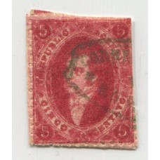 ARGENTINA 1866 GJ 26 RIVADAVIA 5ta TIRADA ESTAMPILLA CON MATASELLO ROSARIO U$ 30