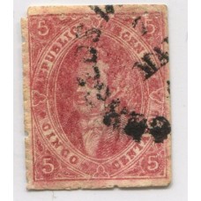 ARGENTINA 1865 GJ 25Ba RIVADAVIA 4ta TIRADA ROSA LILA MULATO HERMOSO U$ 100