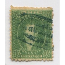 ARGENTINA 1864 GJ 23 RIVADAVIA 10 Cts. CON MATASELLO CONCORDIA