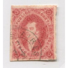 ARGENTINA 1872 GJ 34 RIVADAVIA ESTAMPILLA DE 8va TIRADA CON HERMOSA IMPRESIÓN ALGO MOVIDA Y AMPLIOS MARGENES, EJEMPLAR DE LUJO