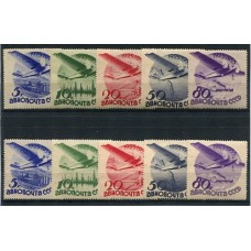 RUSIA 1934 Yv. A 41/5 A+B SERIE COMPLETA DE ESTAMPILLAS NUEVAS CON GOMA VARIAS MINT 435 EUROS