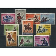 SAN MARINO 1962 SERIE COMPLETA DE ESTAMPILLAS MINT PERROS CABALLOS FAUNA