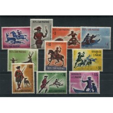 SAN MARINO 1962 SERIE COMPLETA DE ESTAMPILLAS MINT PERROS CABALLOS FAUNA