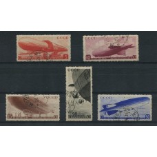 RUSIA 1934 Yv. AEREO 33/7 SERIE COMPLETA DE ESTAMPILLAS ZEPPELIN USADAS 100 EUROS