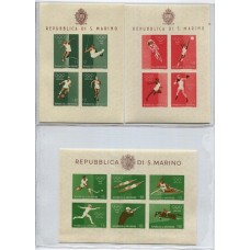 SAN MARINO 1960 Yv. BLOQUES 8/10 ESTAMPILLAS NUEVAS MINT DEPORTES OLIMPICOS