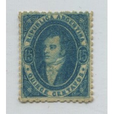 ARGENTINA 1864 GJ 24 RIVADAVIA 15 Cts. ESTAMPILLA NUEVA U$ 180 MUY LINDO COLOR ADEMAS ES LA POSICION 54 PUNTO QUE UNE EL ANGULO INFERIOR IZQUIERDO CON EL MARCO, MUY RARAO SELLOS U$ 300