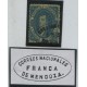 ARGENTINA 1864 GJ 24d RIVADAVIA 15 Cts. ESTAMPILLA VARIEDAD PAPEL RAYADO, MATASELLO FRANCA MENDOZA U$ 180