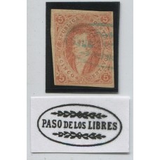 ARGENTINA 1867 GJ 27A RIVADAVIA ESTAMPILLA DE 6ta TIRADA SIN DENTAR COLOR ROJO PARDO ANARANJADO ESTUPENDO EJEMPLAR DE AMPLIOS MARGENES U$ 270