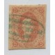 ARGENTINA 1867 GJ 27A RIVADAVIA ESTAMPILLA DE 6ta TIRADA SIN DENTAR COLOR ROJO PARDO ANARANJADO DE AMPLIOS MARGENES Y BORDE DE HOJA CON GARANTIA AL DORSO DE STANLEY GIBBONS EJEMPLAR DE LUJO U$ +270