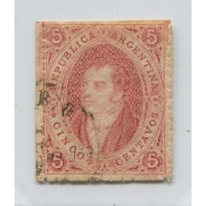 ARGENTINA 1867 GJ 28 RIVADAVIA ESTAMPILLA DE 6ta TIRADA MUY BUEN EJEMPLAR U$ 60