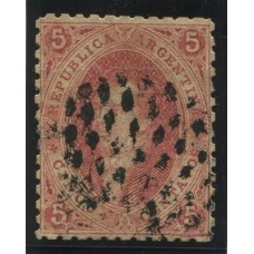 ARGENTINA 1864 GJ 19 RIVADAVIA ESTAMPILLA DE 1ra TIRADA SELLO CLASIFICADO COMO POSICION Nº 53 CON DOBLE LINEA MARCO EXTERIOR INFERIOR DERECHO