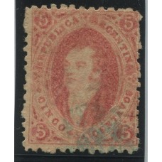 ARGENTINA 1864 GJ 19b RIVADAVIA ESTAMPILLA DE 1ra TIRADA VARIEDAD DOBLE IMPRESIÓN PARCIAL CON MATASELLO GUALEGUAYCHU U$ 72