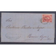 ARGENTINA 1872 GJ 34 RIVADAVIA DE 8va TIRADA EN PLIEGO COMPLETO CON MATASELLO ROSARIO CRUZ DE MALTA, HERMOSA Y RARA U$ 850 + 200 %