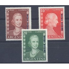 ARGENTINA SERVICIO OFICIAL GJ 700/2 EVITA LOS 3 VALORES FINALES EVA PERON MINT U$ 134+ 